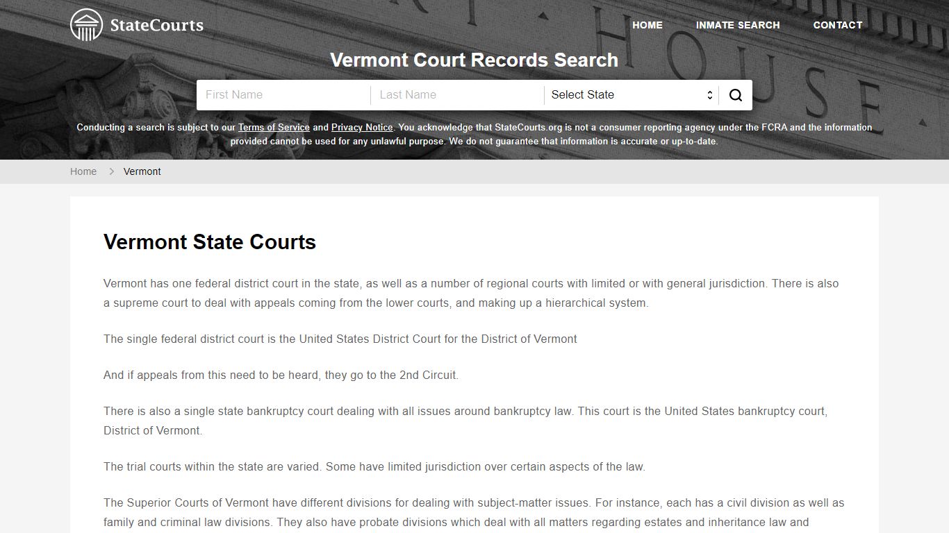 Vermont Court Records - VT State Courts