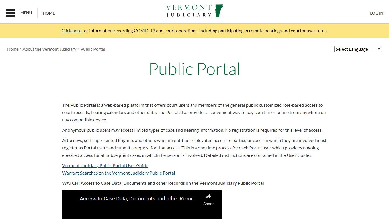 Public Portal | Vermont Judiciary